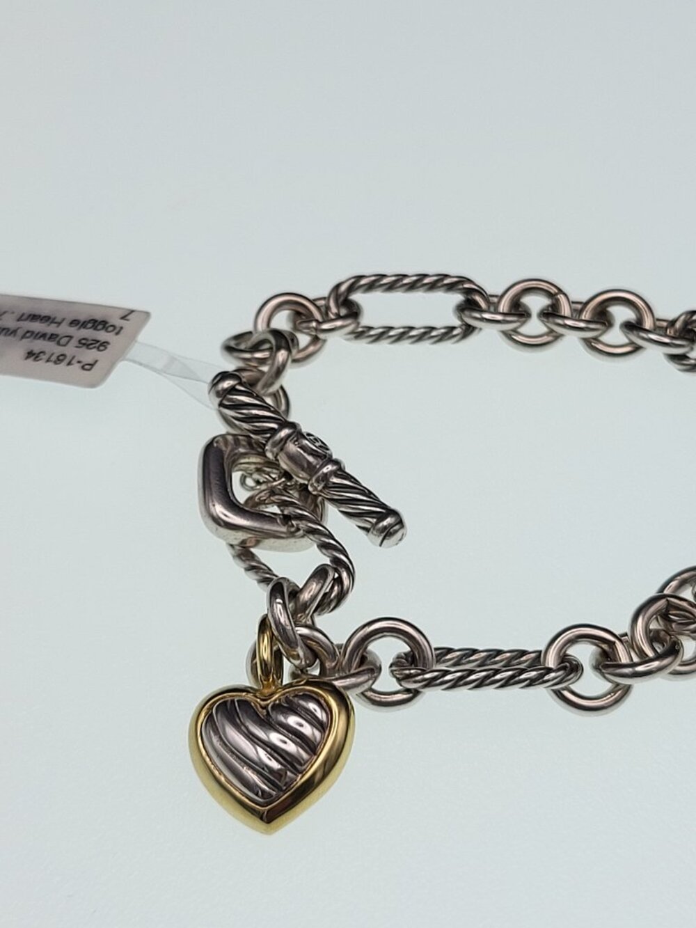 David Yurman Classic Cable Heart Charm Bracelet .925 & 18kt - Picture 3 of 6